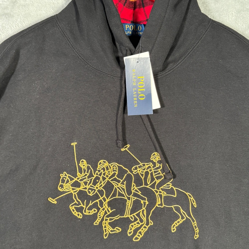 Ralph Lauren Hoodie LT Large Tall Black Gold Triple Pony Match‎ Lunar New Year - Picture 2 of 10
